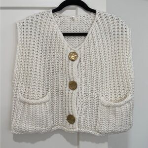 Chunky Knit White Sweater Vest